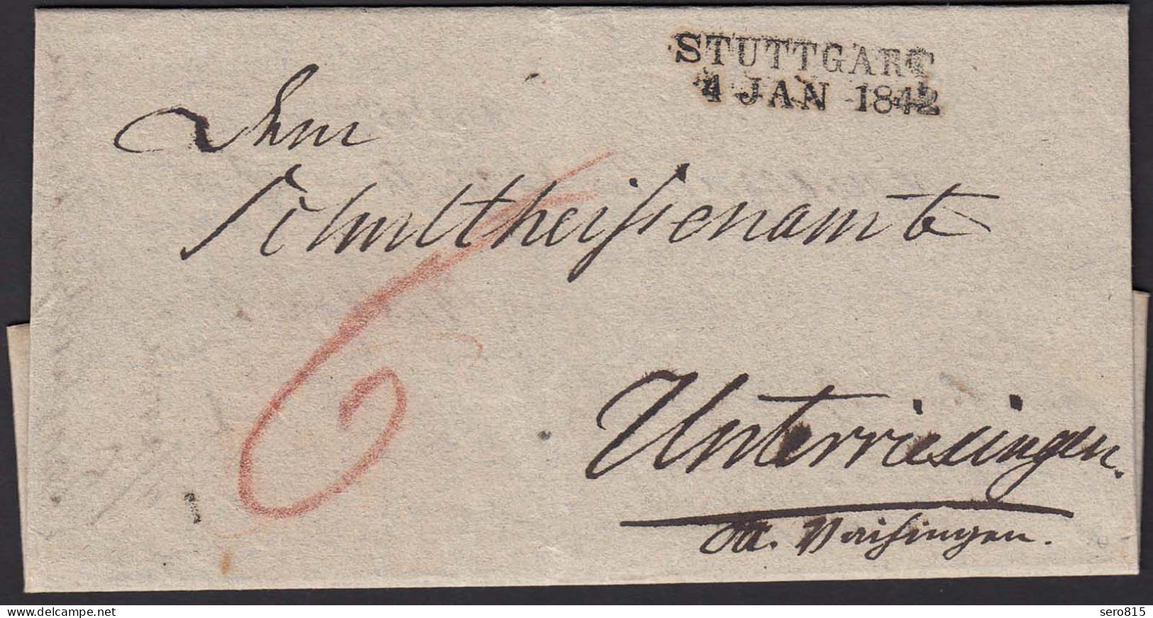 Württemberg 1842 Umschlag Doppelverwndung Stuttgart L2 Waiblingen L1  (15979 - Sonstige & Ohne Zuordnung