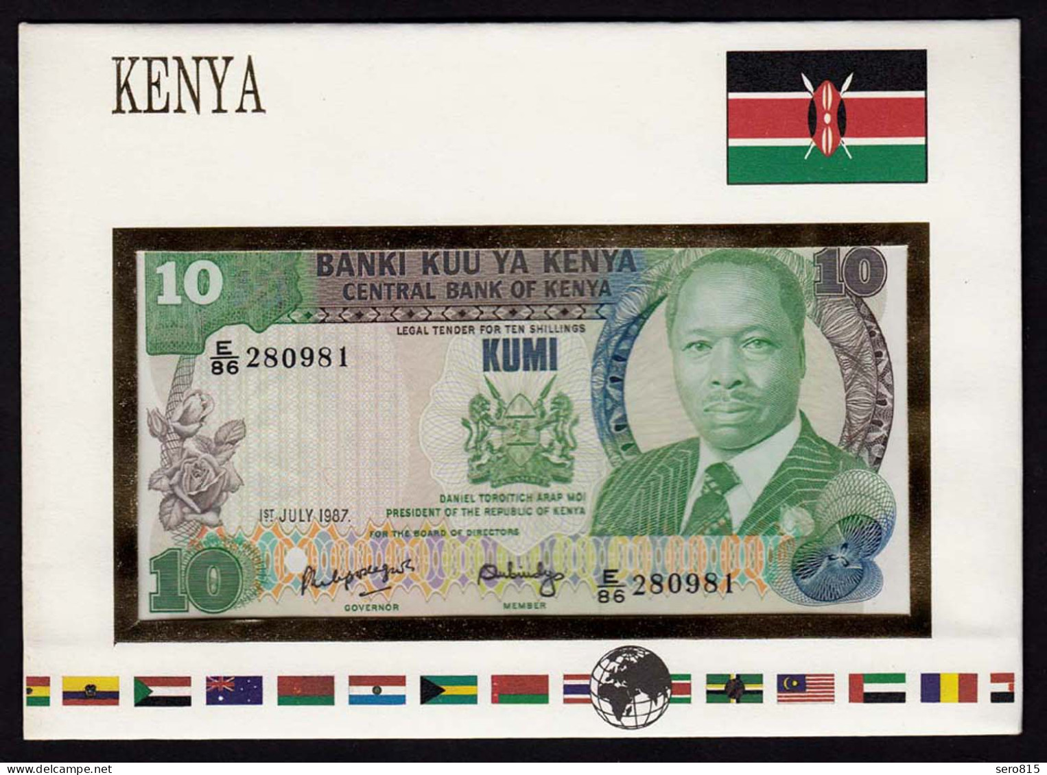 Kenya 10 Shillings 1987 Banknotenbrief Der Welt UNC Pick 20f (15456 - Autres - Afrique