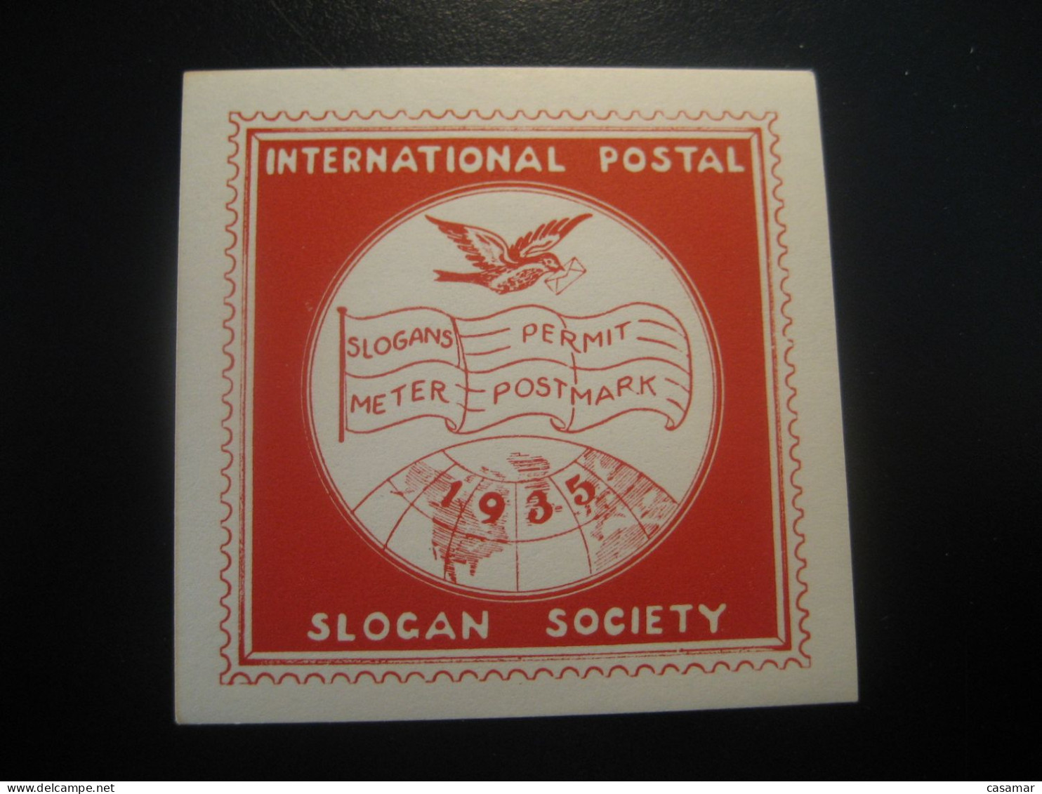 SLOGAN SOCIETY 1935 Meter Postmark Poster Stamp Vignette USA Label - Andere & Zonder Classificatie