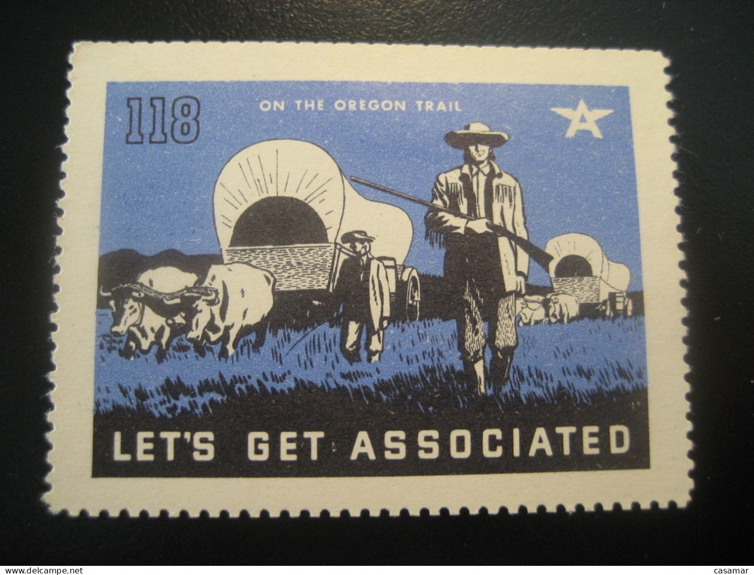 Let's Get Associated On The Oregon Trail Poster Stamp Vignette USA Label - Other & Unclassified