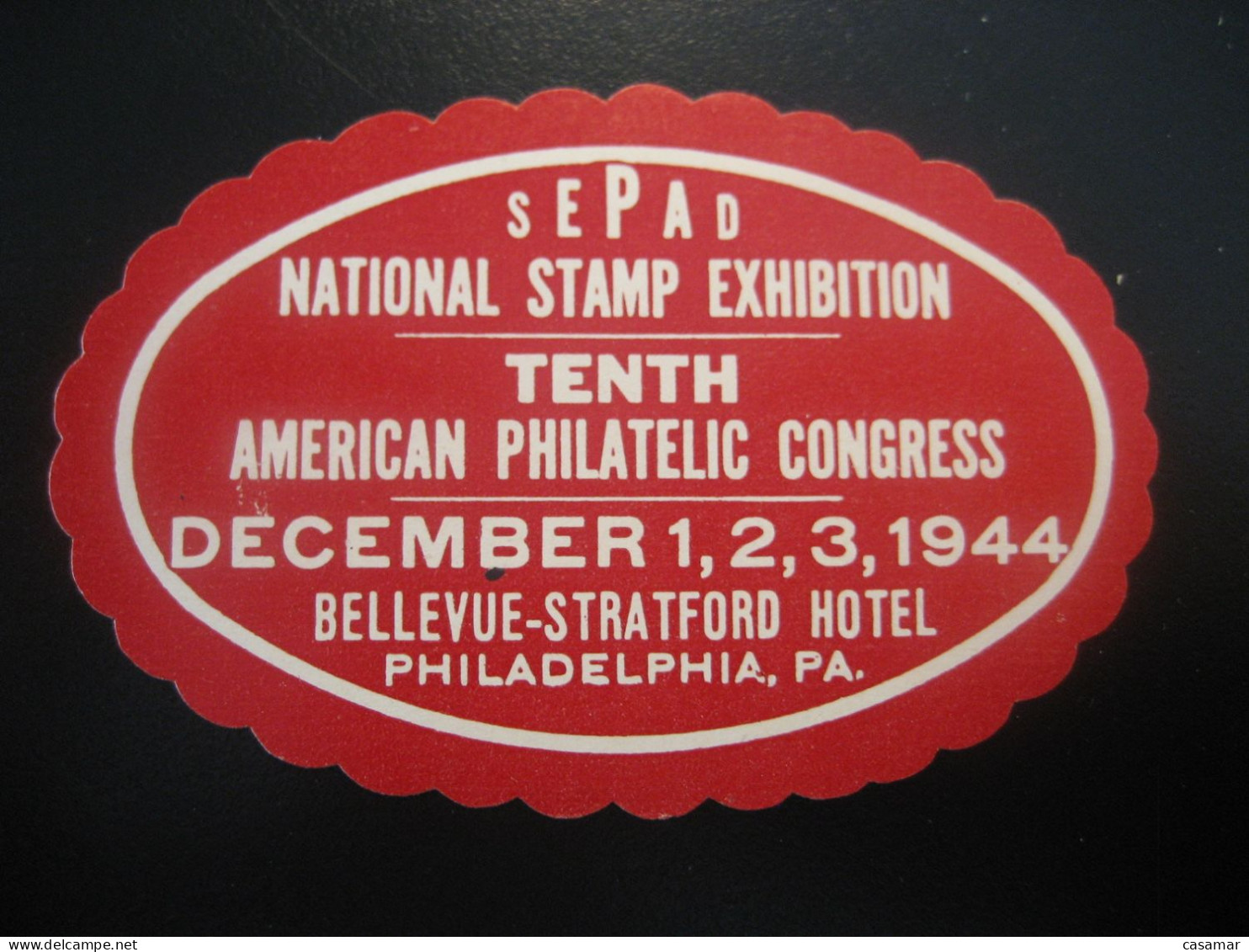 PHILADELPHIA Pennsylvania 1944 Bellevue-Stratford Hotel Poster Stamp Vignette USA Label - Other & Unclassified