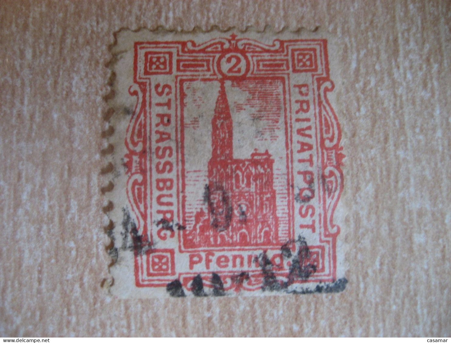 STRASSBURG 1889/90 Privatpost 2 Pf Michel A41 Privat Private Local Stamp GERMANY Slight Faults - Privatpost