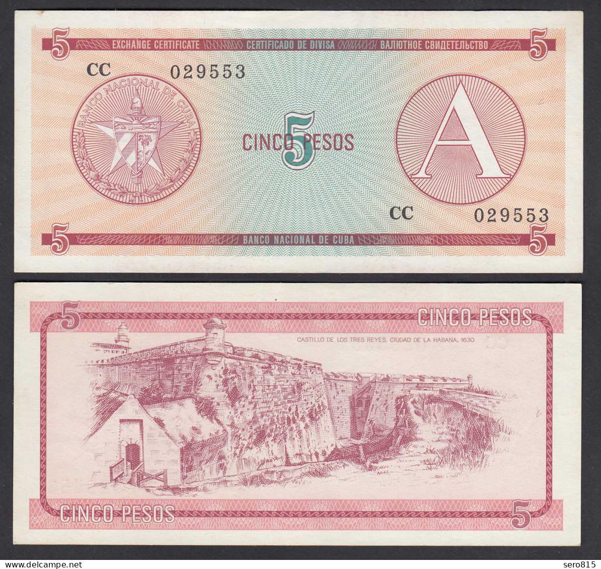 Kuba - Cuba 5 Peso Foreign Exchange Certificates 1985 Pick FX3 VF (3)  (26787 - Autres - Amérique