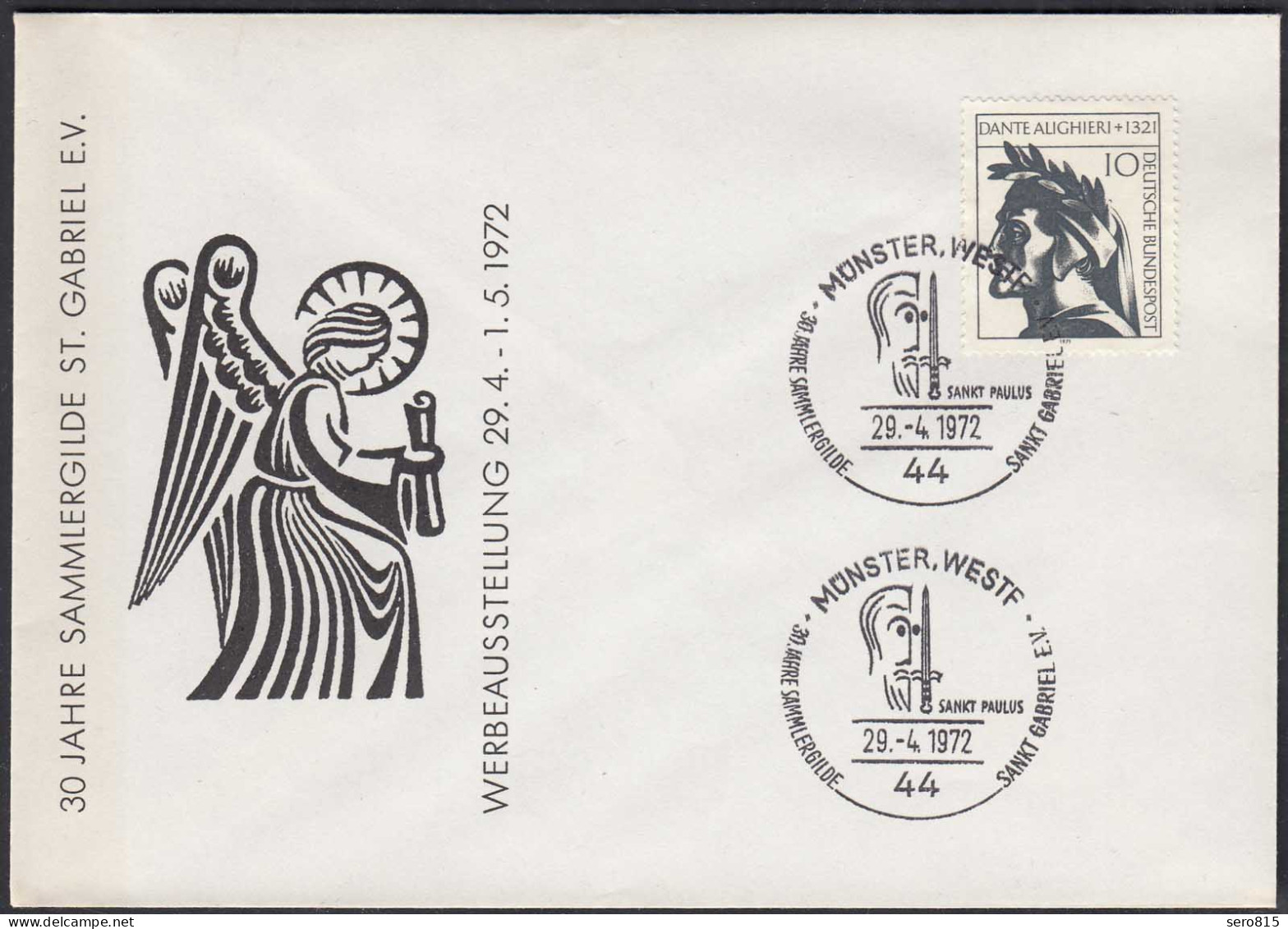 Münster Westf. 1972 Sonderumschlag SST 30 Jahre Sammlergilde St.Gabriel   (87131 - Post