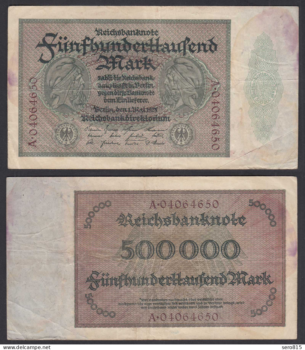 Reichsbanknote 500 Tausend Mark 1923 Ro 87b F (4) Serie A      (28311 - Sonstige & Ohne Zuordnung