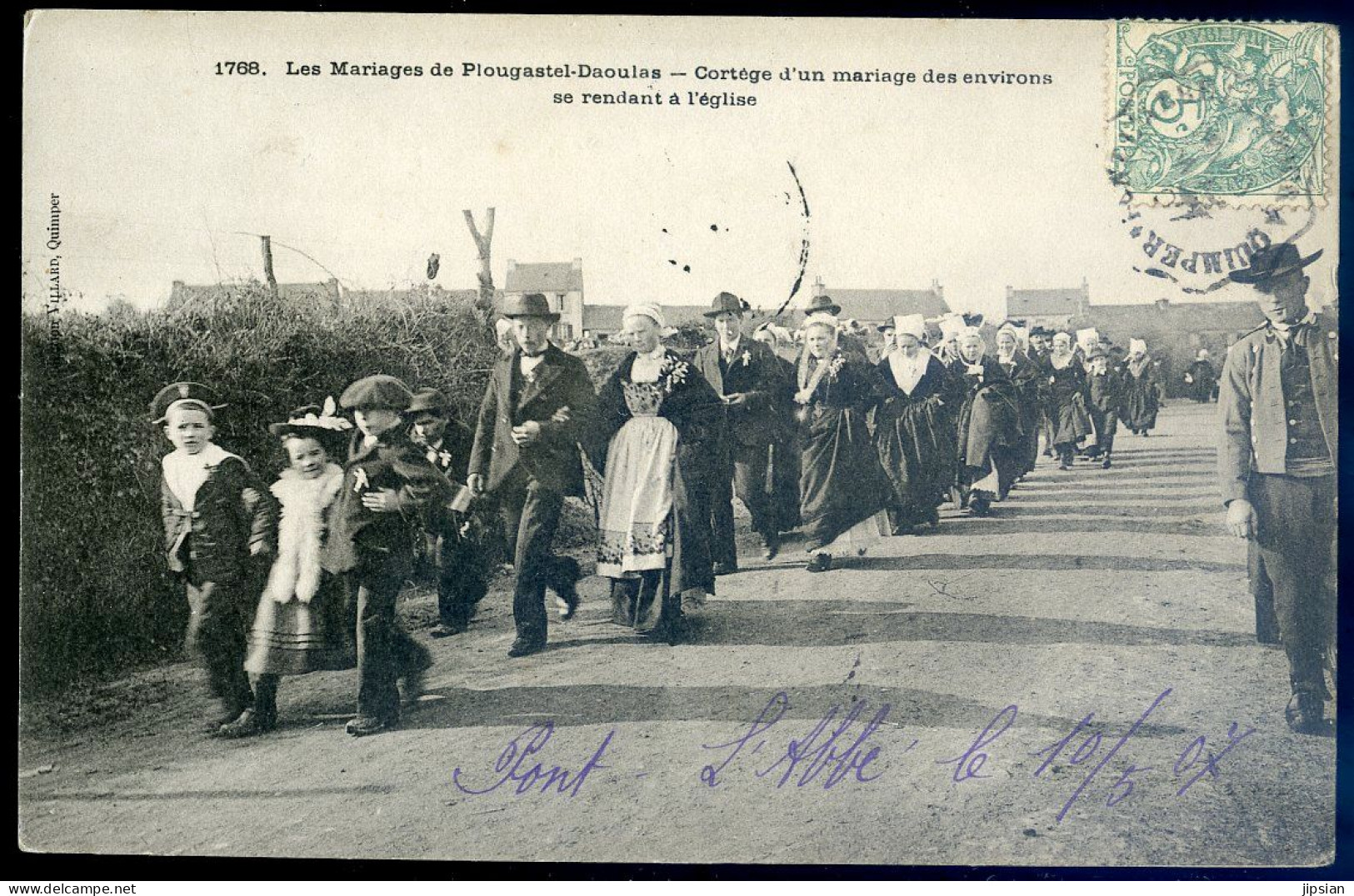 Cpa Du 29 Les Mariages De Plougastel Daoulas -- Cortège D' Un Mariage Des Environs Se Rendant à L' église   STEP168 - Plougastel-Daoulas