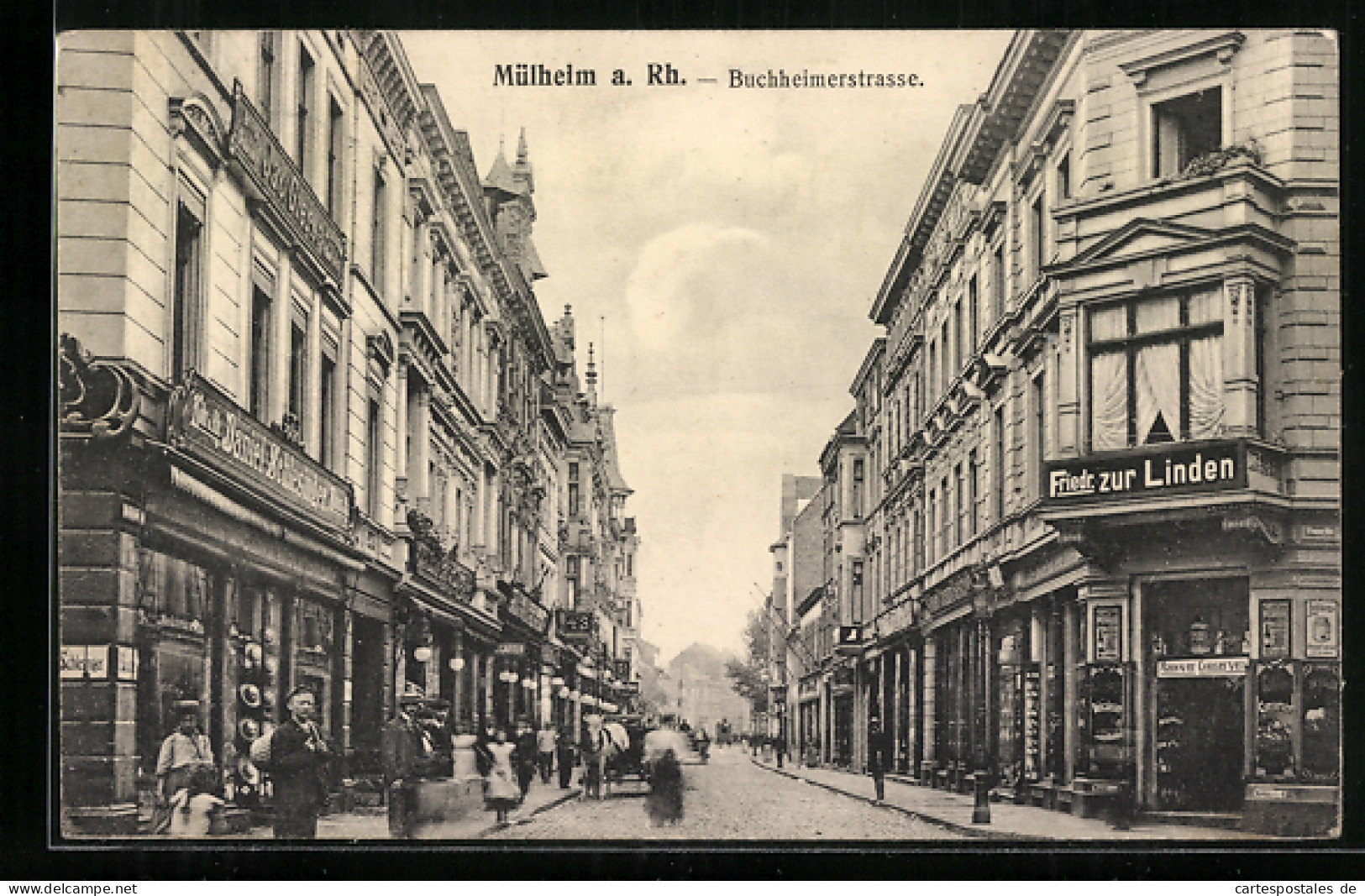 AK Mülheim A. Rh., Buchheimerstrasse Mit Geschäften Friedr. Zur Linden Und Daniel Schlesinger  - Koeln