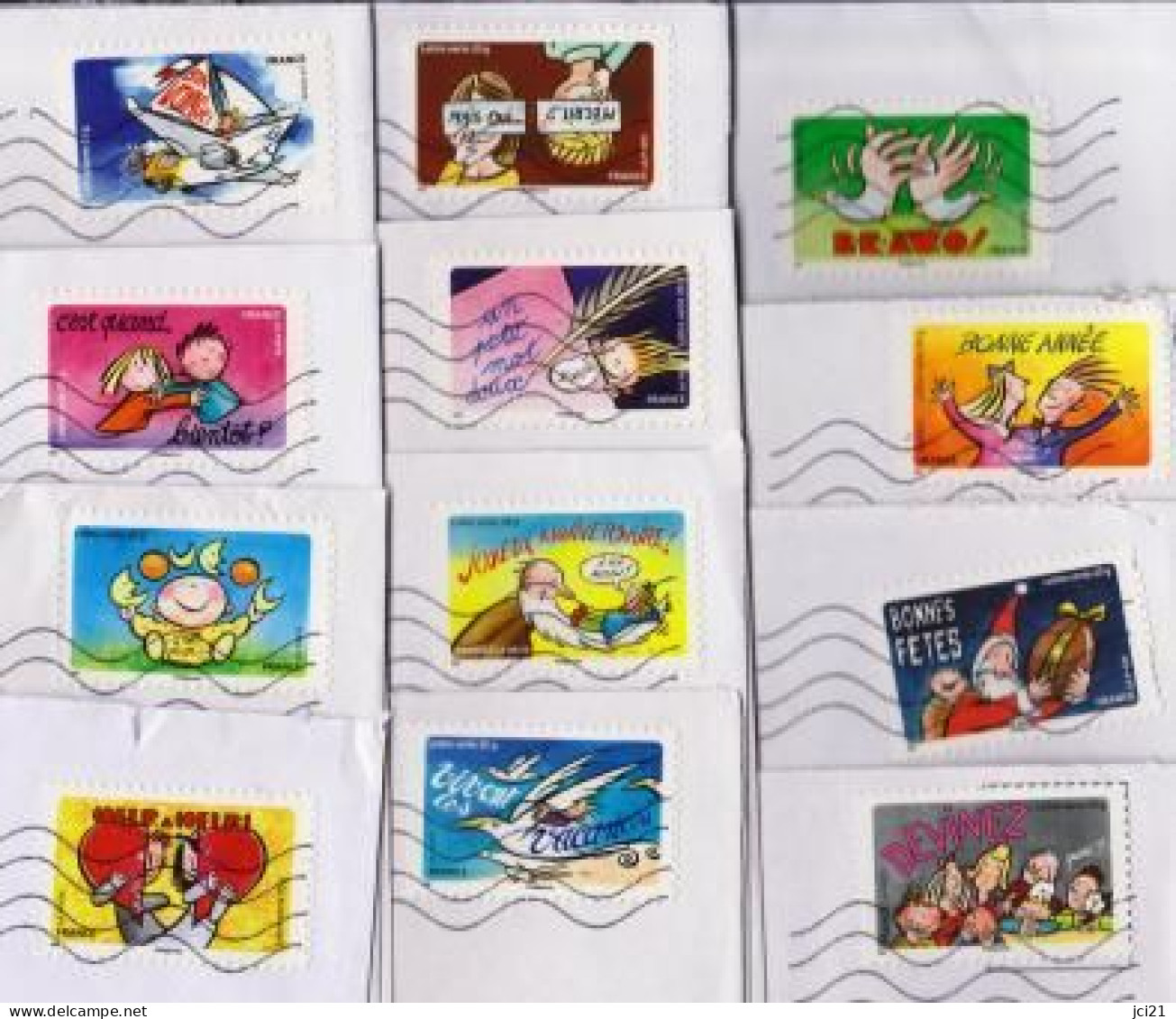 Les 12 Timbres Du Carnet " MEILLEURS VOEUX 2014 OBLITÉRÉS TOSHIBA SUR ENVELOPPES ENTIÈRES (_Ti1330) - Lettres & Documents