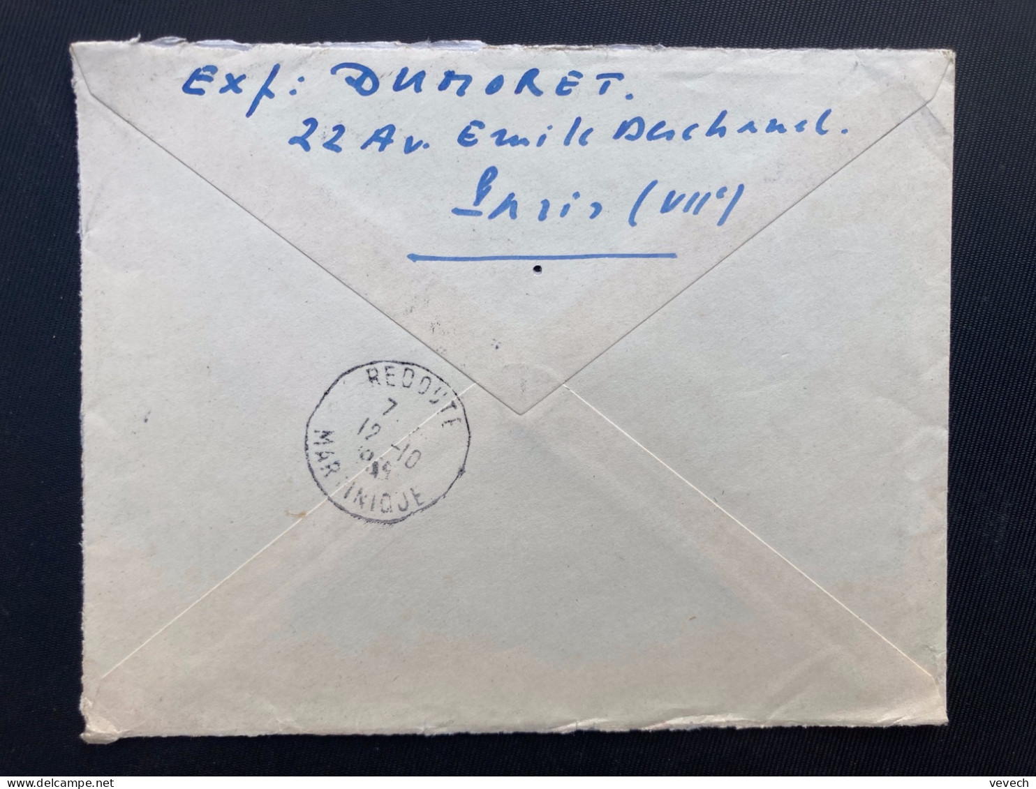 LETTRE Par Avion Pour La MARTINIQUE (REDOUTE) TP CAMPS DE DEPORTATION 12F + AUNIS 3F OBL.10-10 1955 PARIS 30 - 1921-1960: Periodo Moderno