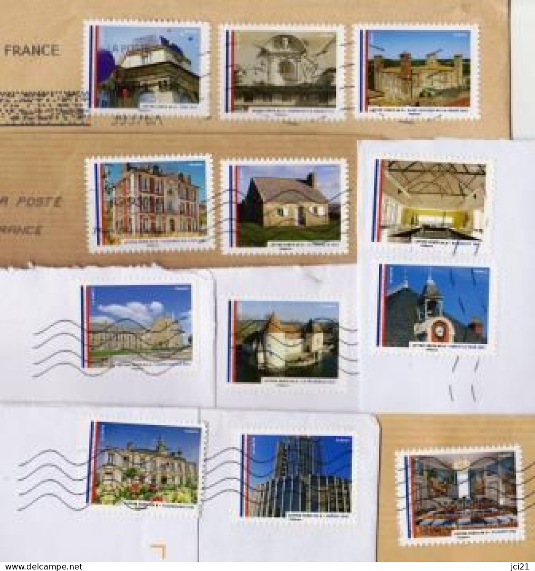 Les 12 Timbres Du Carnet " Nos Belles Mairies De France " Oblitérés TOSHIBA Sur Fragments (2499)_Ti1811 - Lettres & Documents