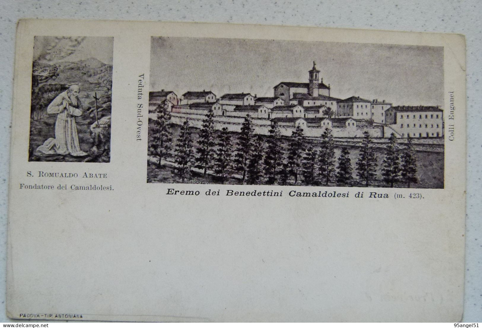 RUA (PADOVA) - EREMO DEI BENEDETTINI CAMALDOLESI - S.ROMUALDO FONDATORE DI CAMALDOLESI 1900 - CARTOLINA DI 124 ANNI! - Padova (Padua)