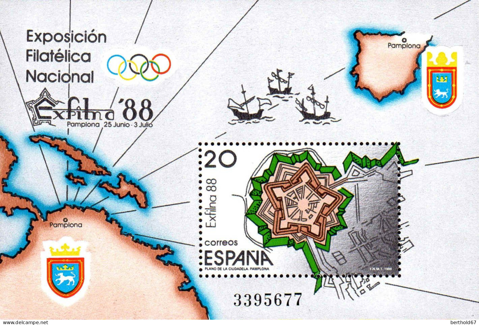 Espagne Bloc N** Yv: 38 Mi:32 Exposicion Filatelica Exfilna'88 Pamplona (Thème) - Briefmarkenausstellungen