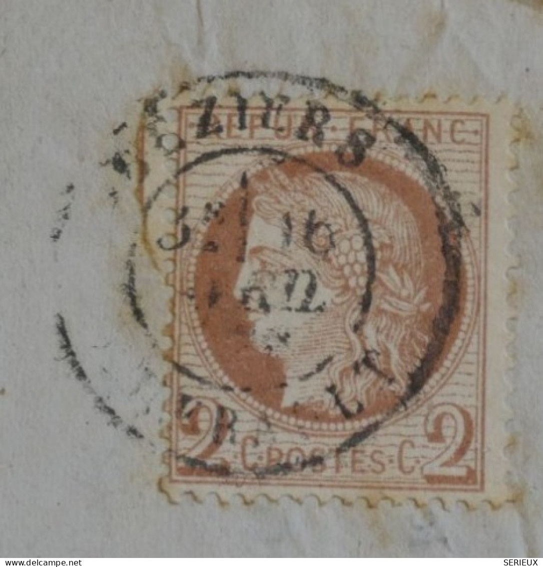 DO18 FRANCE   LETTRE RR 1876 BEZIERS   + CERES N°51  SEUL  ++ AFF. INTERESSANT+++ - 1849-1876: Periodo Classico