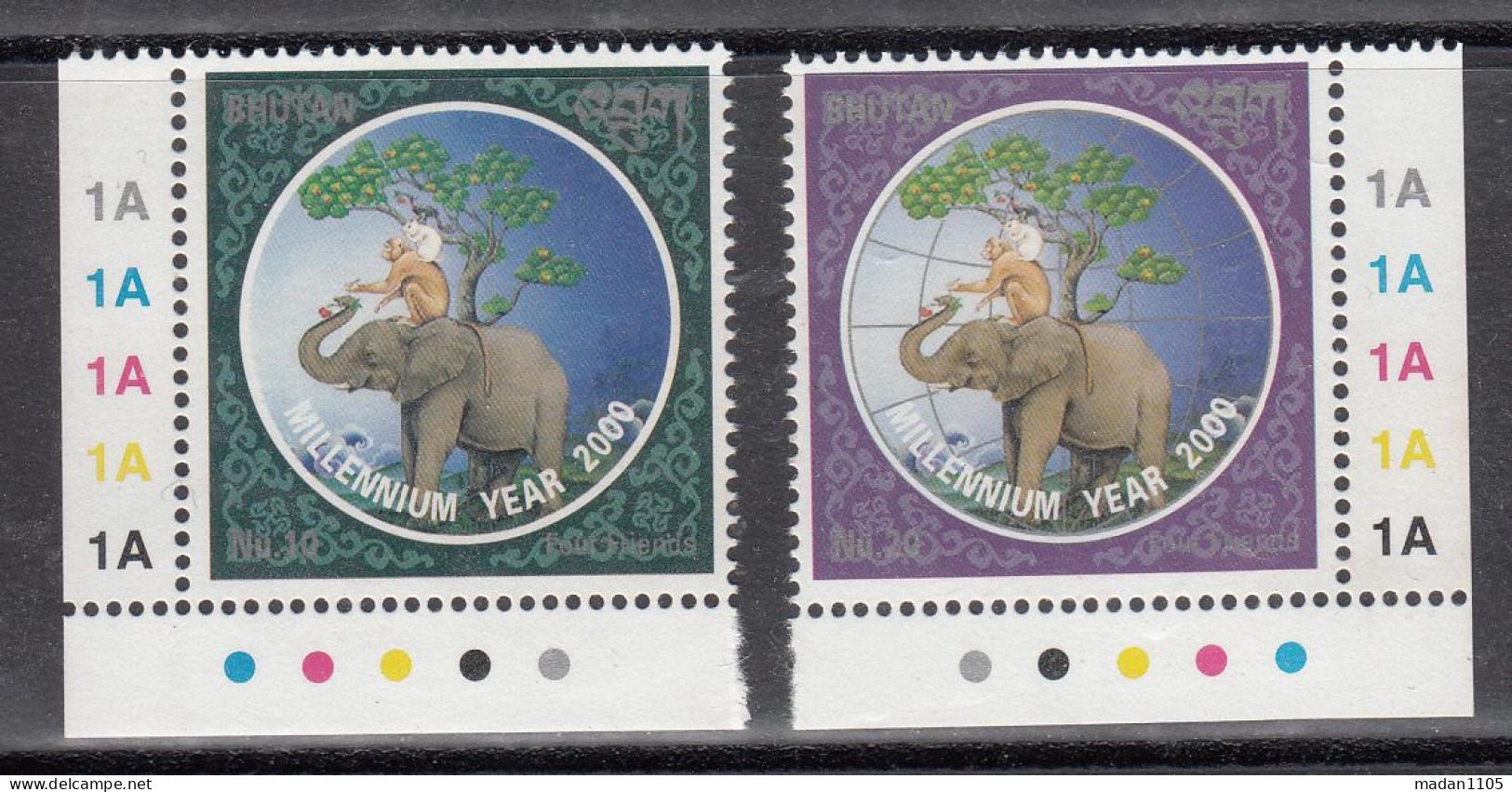 BHUTAN, 1999, New Millennium, Set 2 V,   MNH, (**) - Bhoutan