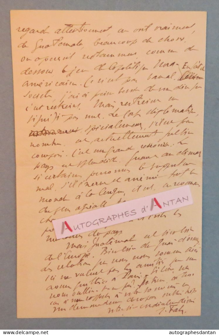 ● L.A.S 1912 Légation De France Au Centre Amérique - Guatemala - Intéressante Lettre Autographe Signataire à Identifier - Politiques & Militaires
