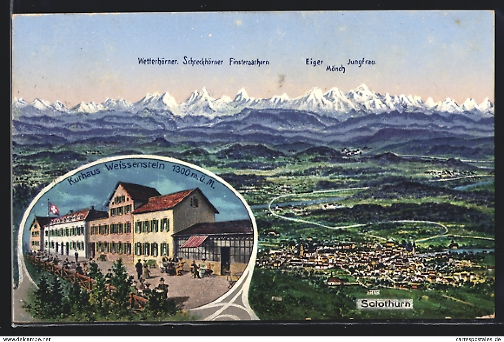AK Solothurn, Panorama, Gebirgskette, Kurhaus Weissenstein  - Autres & Non Classés