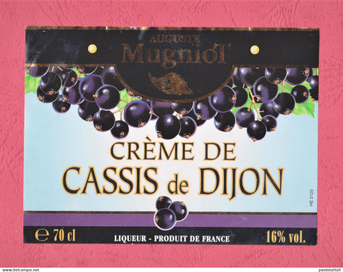 Etichetta Usata, Used Label- AUGUSTE MUGNIOT, CREME DE CASSIS De DIJON, Liqueur. 115x 84mm - Alcools & Spiritueux