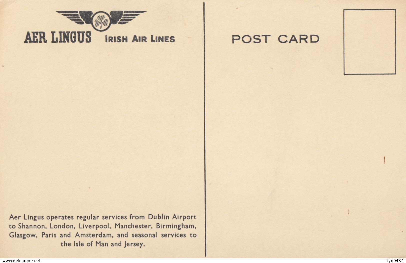 CPA - Carte De La Compagnie AER Lingus - Irish Air Lines - Dublin London - Andere & Zonder Classificatie