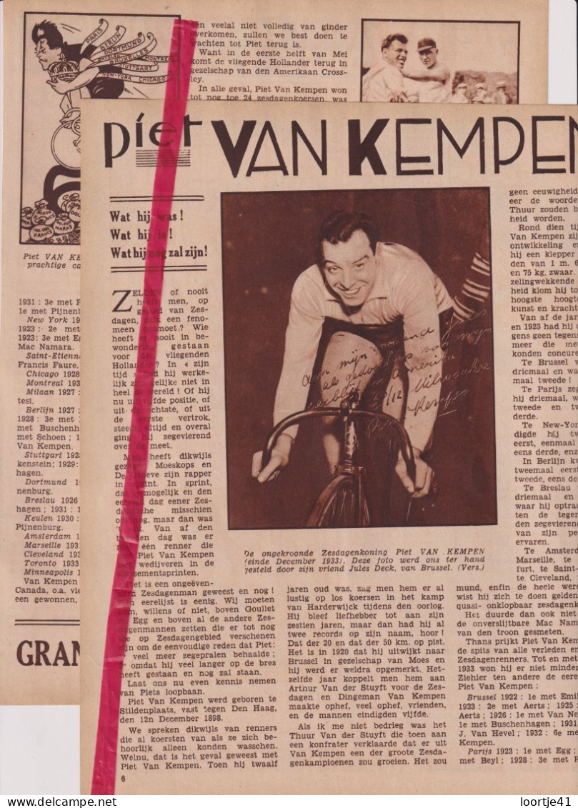 Wielrennen, Coureur Piet Van Kempen - Orig. Knipsel Coupure Tijdschrift Magazine - 1934 - Unclassified