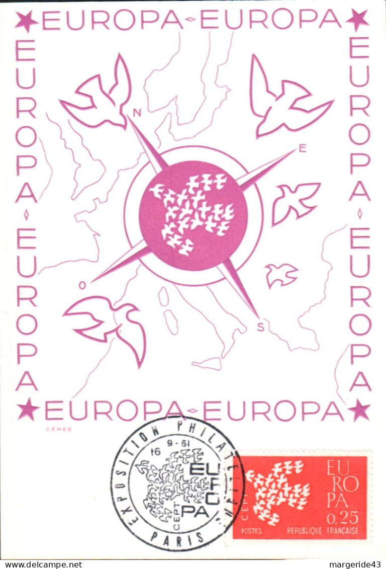 CARTE MAXIMUM 1961 EUROPA - 1960-1969