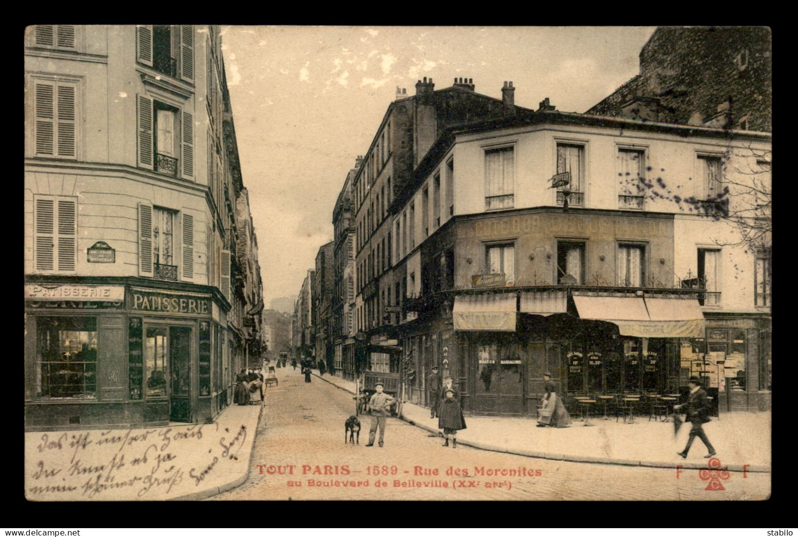 75 - PARIS - 20EME - TOUT PARIS N°1589 - RUE DES MORONITES AU BOULEVARD DE BELLEVILLE - CARTE COLORISEE - EDITEUR FLEURY - District 20