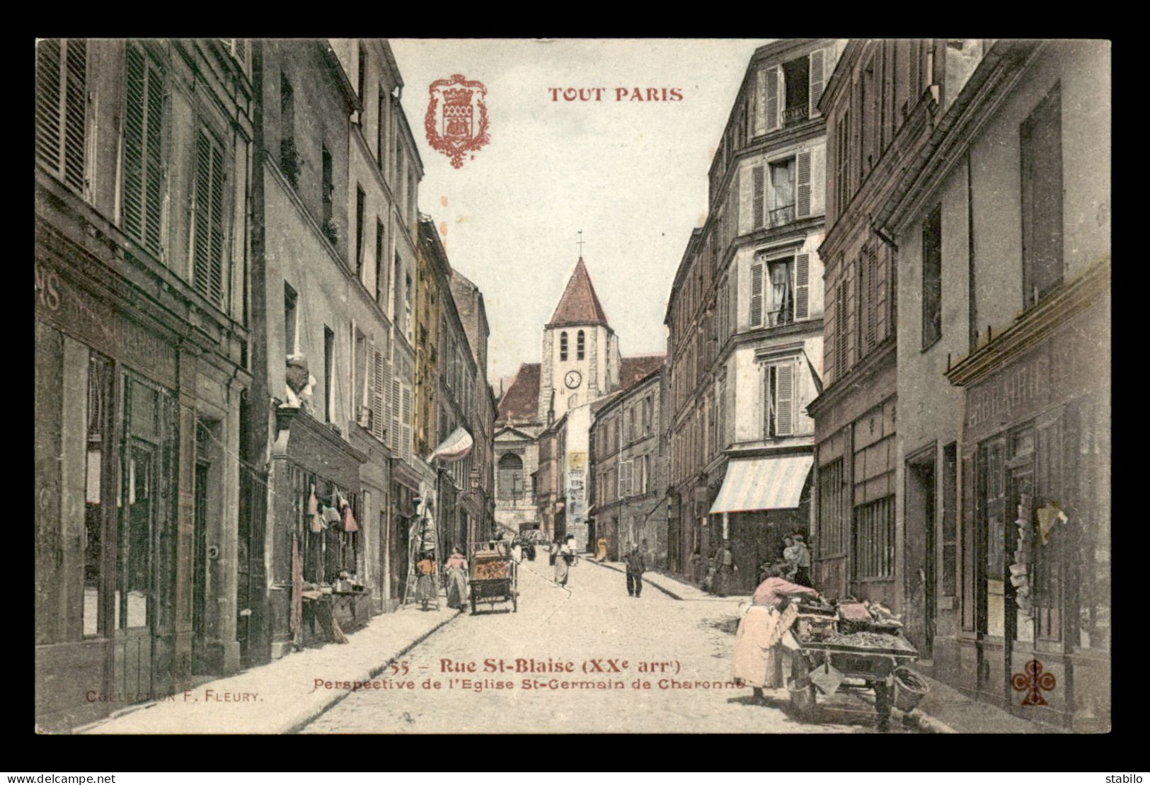 75 - PARIS - 20EME - TOUT PARIS N°55 - RUE ST-BLAISE - EGLISE ST-GERMAIN DE CHARONNE - CARTE COLORISEE - EDITEUR FLEURY - District 20