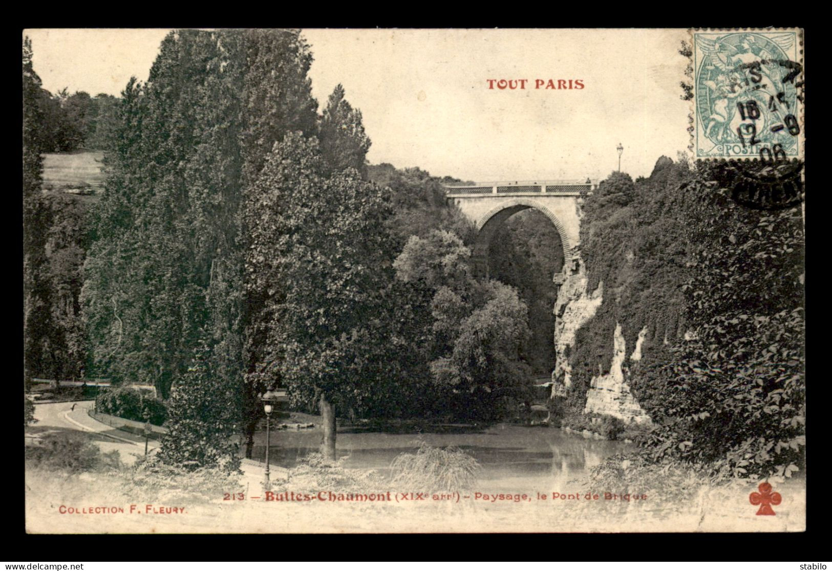 75 - PARIS - 19EME - TOUT PARIS N°213 - BUTTES CHAUMONT - PAYSAGE LE PONT DE BRIQUE - EDITEUR FLEURY - District 19