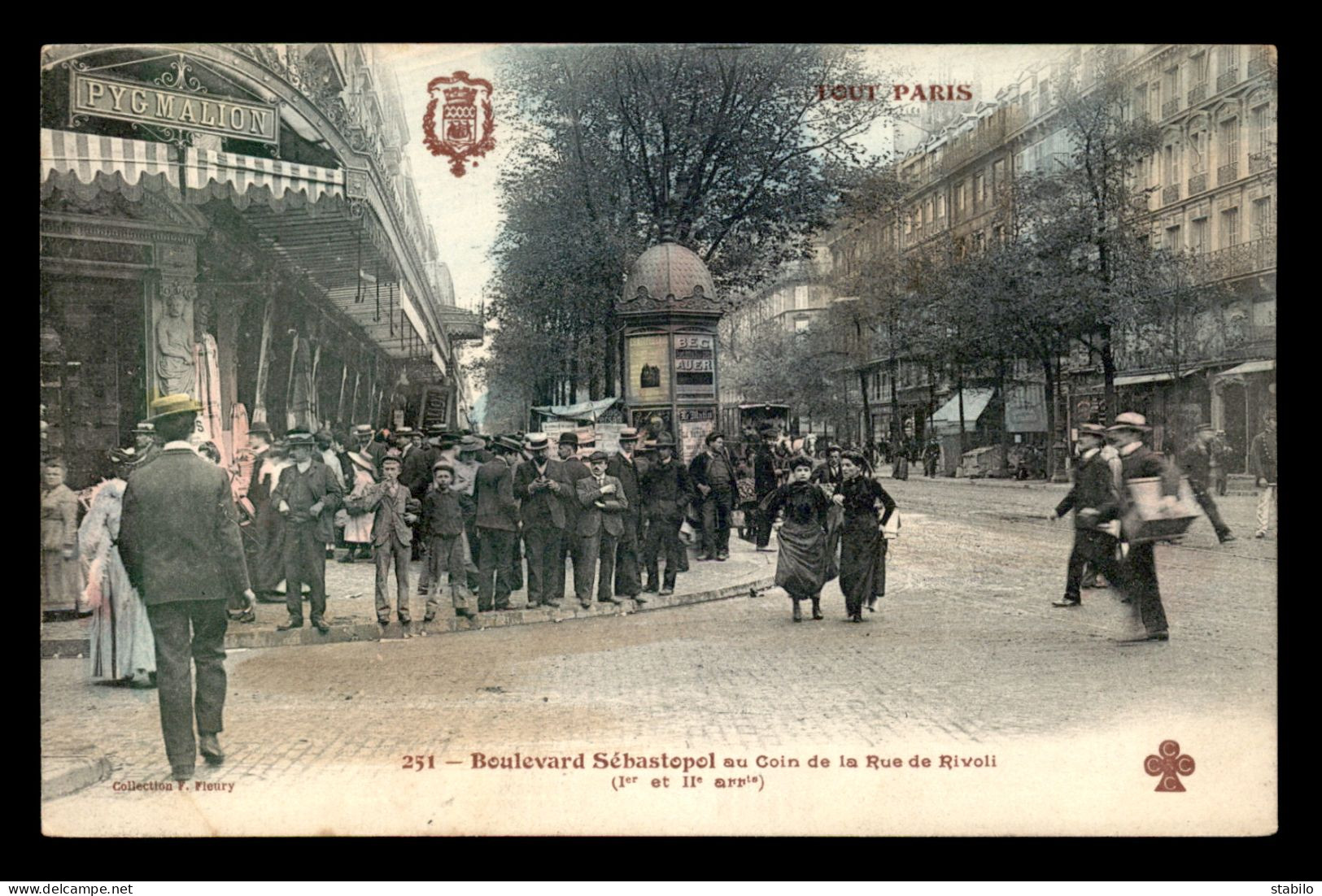 75 - PARIS - 1ER/2EME - TOUT PARIS N°251 - BOULEVARD SEBASTOPOL AU COIN DE LA RUE DE RIVOLI - COLORISEE - EDITEUR FLEURY - District 01