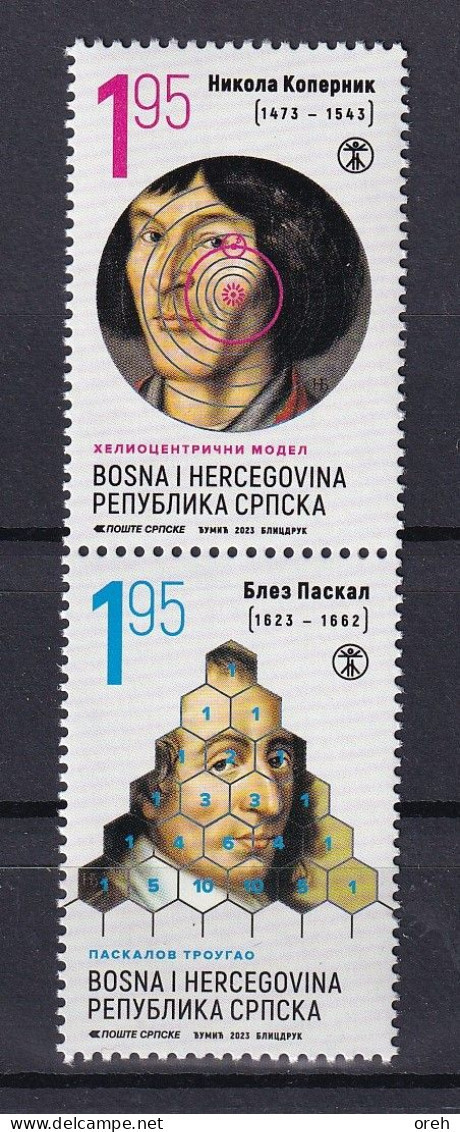 BOSNIA AND HERZEGOWINA 2023 ,Science Copernicus Poland Pascal France Astronomy Mathematics Physics Philosophy, MNH - Bosnië En Herzegovina