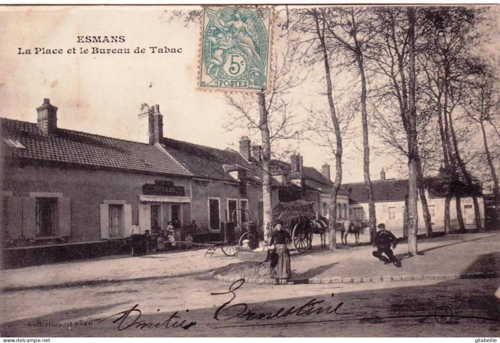 77 - Seine Et Marne -  ESMANS - La Place Et Le Bureau De Tabac - Autres & Non Classés