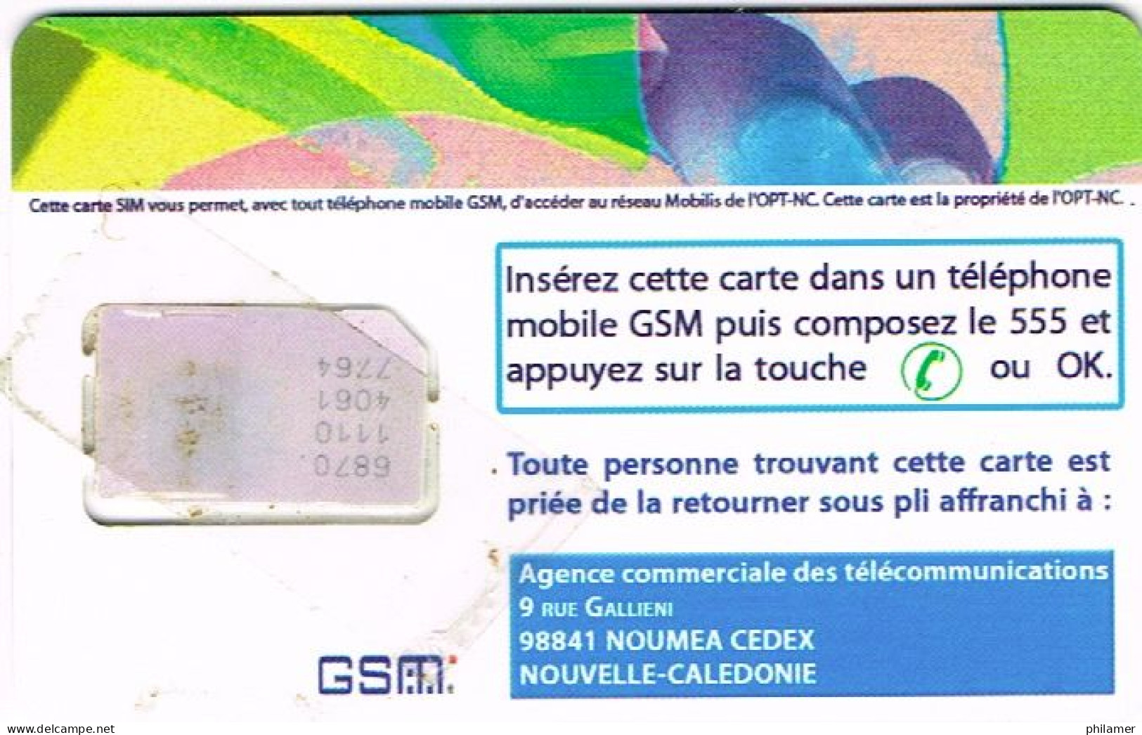 NOUVELLE CALEDONIE New Caledonia TELECARTE PREPAYEE Prepaid Phonecard LIBERTE PUCE MOBILEDOS SANS LOGO GAUCHE UT B - New Caledonia
