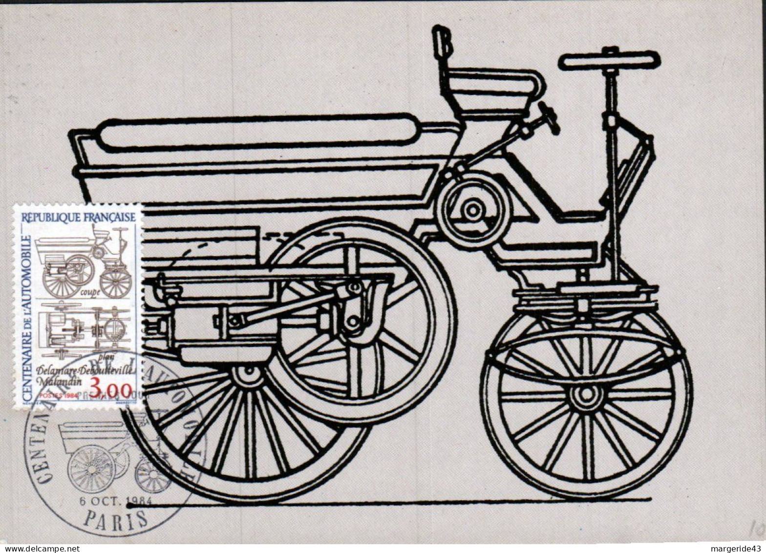 CARTE MAXIMUM 1984 CENTENAIRE DE L'AUTOMOBILE - 1980-1989