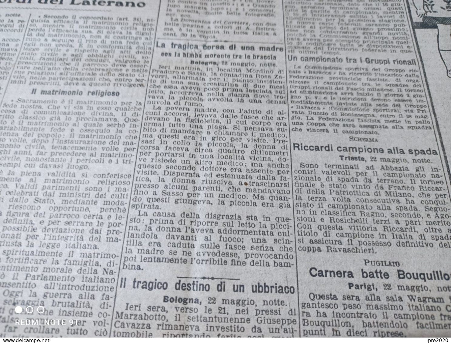 CORRIERE DELLA SERA 23/5/1929 CAPODISTRIA ISTRIA MONFALCONE PRADURO E SASSO - Autres & Non Classés