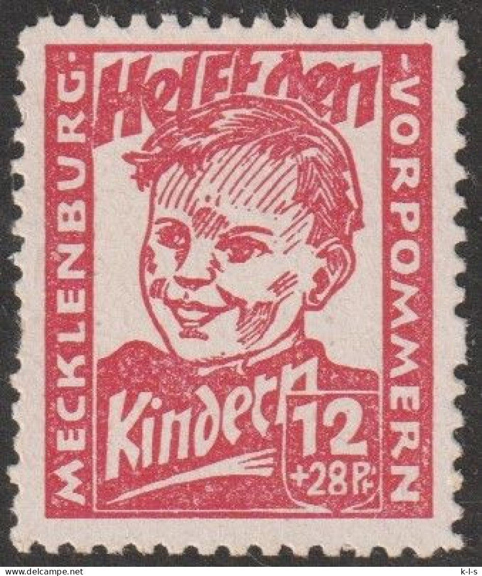 SBZ- Mecklenburg-Vorpommern: 1945, Mi. Nr. 28, 12+28 Pfg. Kinderhilfe,  **/MNH - Ungebraucht