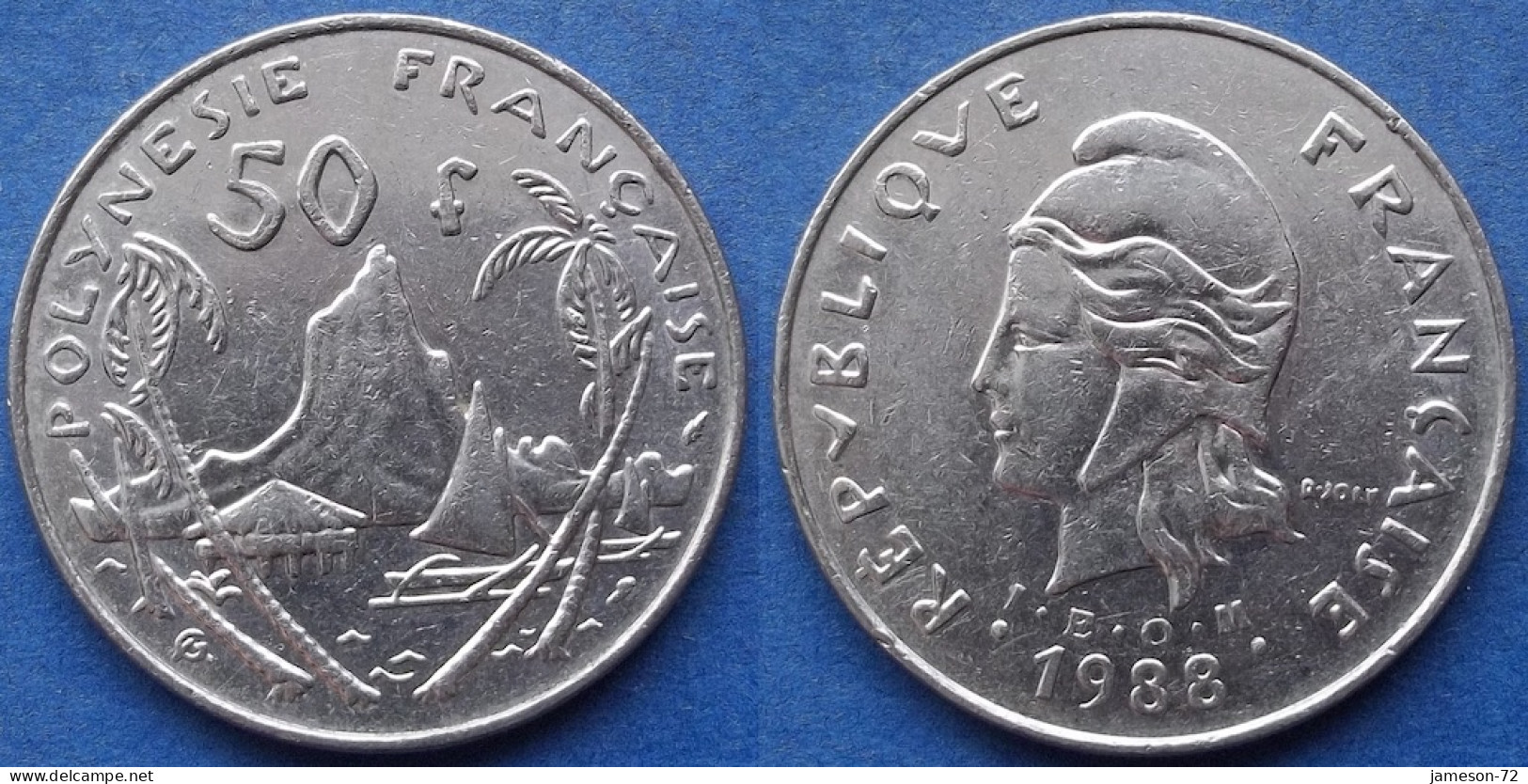 FRENCH POLYNESIA - 50 Francs 1988 "Morea Harbor" KM# 13 French Overseas Territory - Edelweiss Coins - Polynésie Française