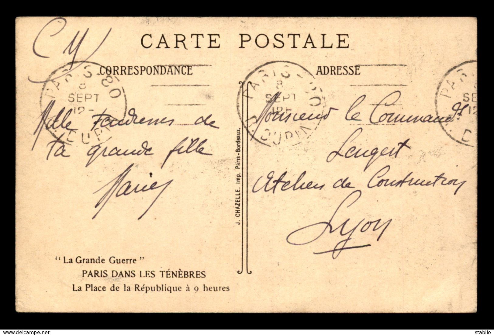 ILLUSTRATEURS - PARIS - DANS LES TENEBRES - LA PLACE DE LA REPUBLIQUE A 9 HEURES - CIEL ETOILE, CLAIR DE LUNE - 1900-1949