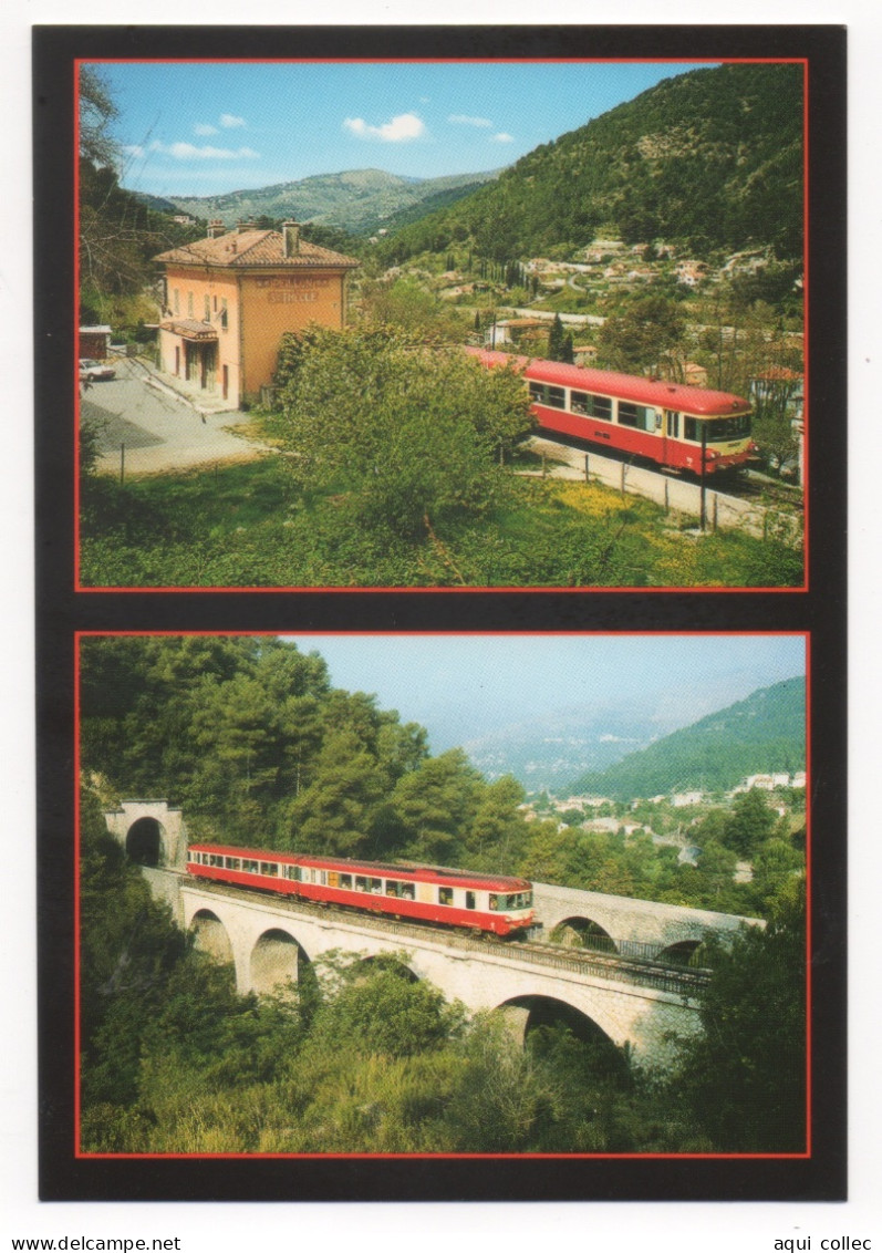 LA GARE DE PEILLON-SAINTE THÈCLE LORS DU PASSAGE DE L'AUTORAIL X-4500 - LE VIADUC DES MORTS DANS LA VALLÉE DU PAILLON - Trains