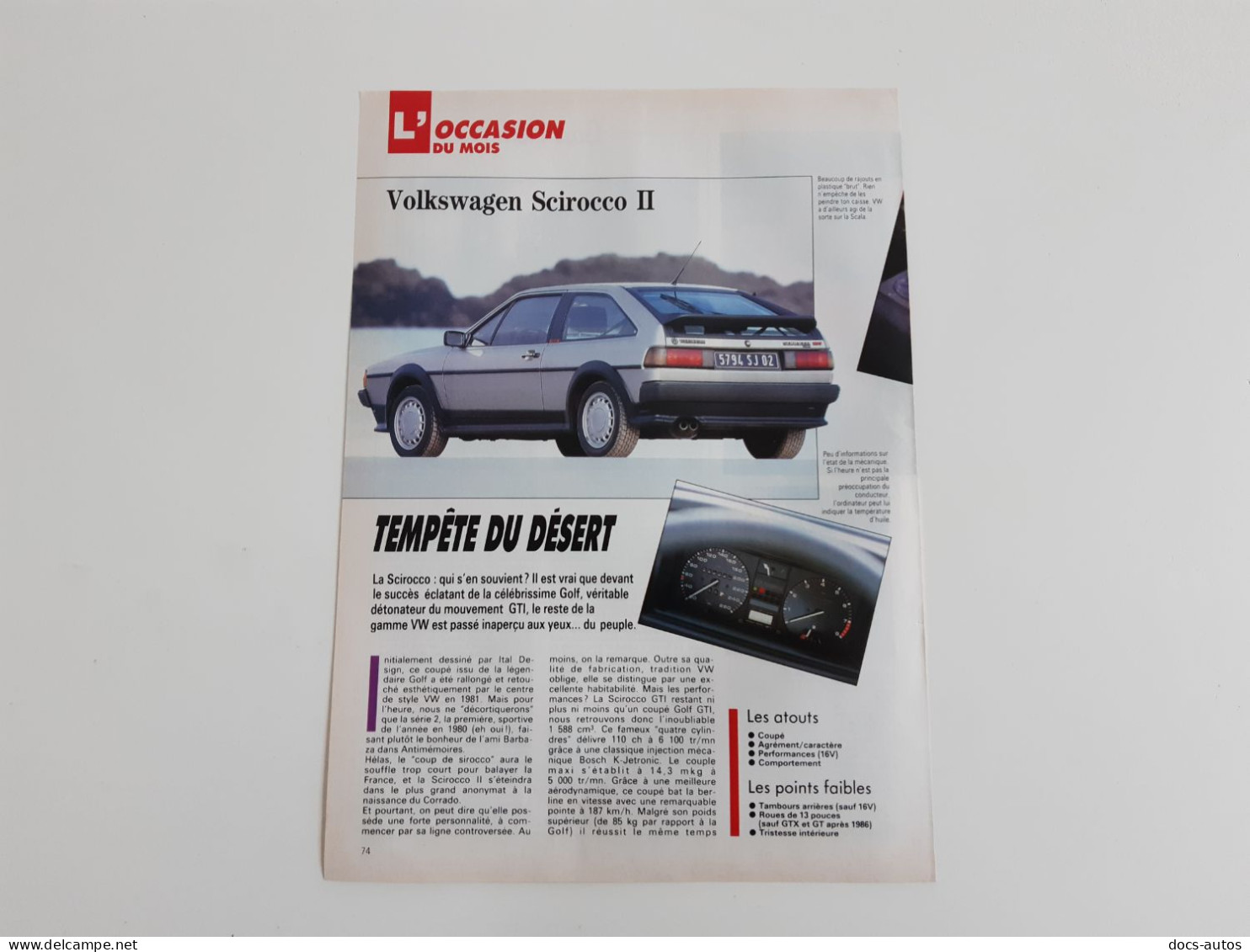 Coupure De Presse Automobile Volkswagen Scirocco II - Cars