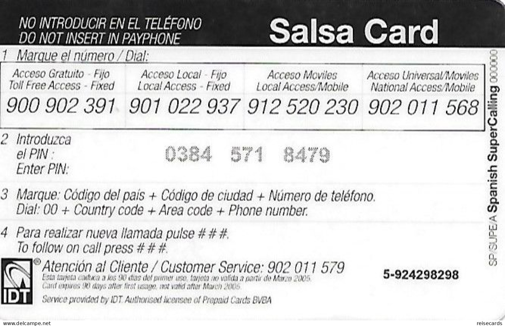 Spain: Prepaid IDT - Salsa 03.05 - Altri & Non Classificati