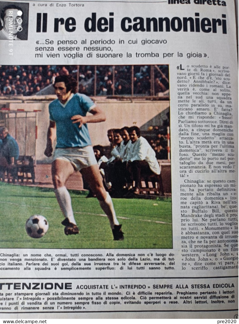 L’INTREPIDO 1974 GIORGIO CHINAGLIA LAZIO CALCIO RAY CHARLES ALICE COOPER - Otros & Sin Clasificación