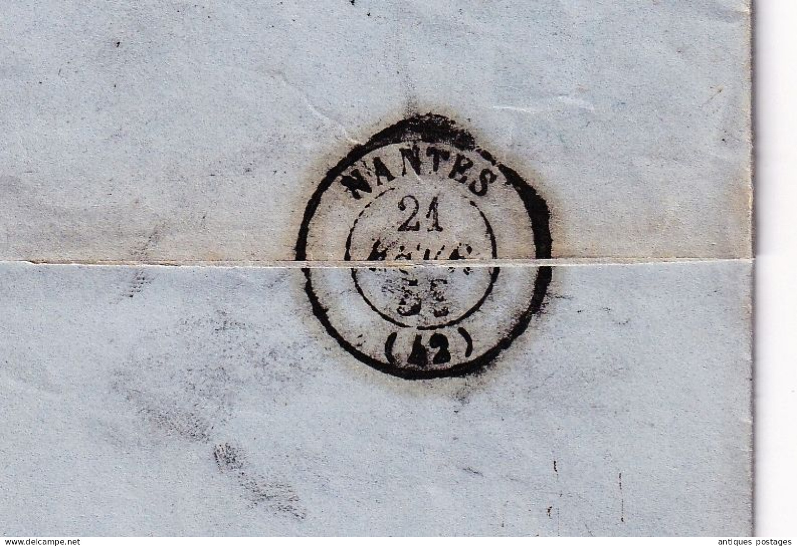 Lettre 1853 Taxe Double Trait 25 Centimes Bordeaux Gironde Nantes Loire Atlantique Lopez Lopès Dubec & Cie - 1849-1876: Classic Period