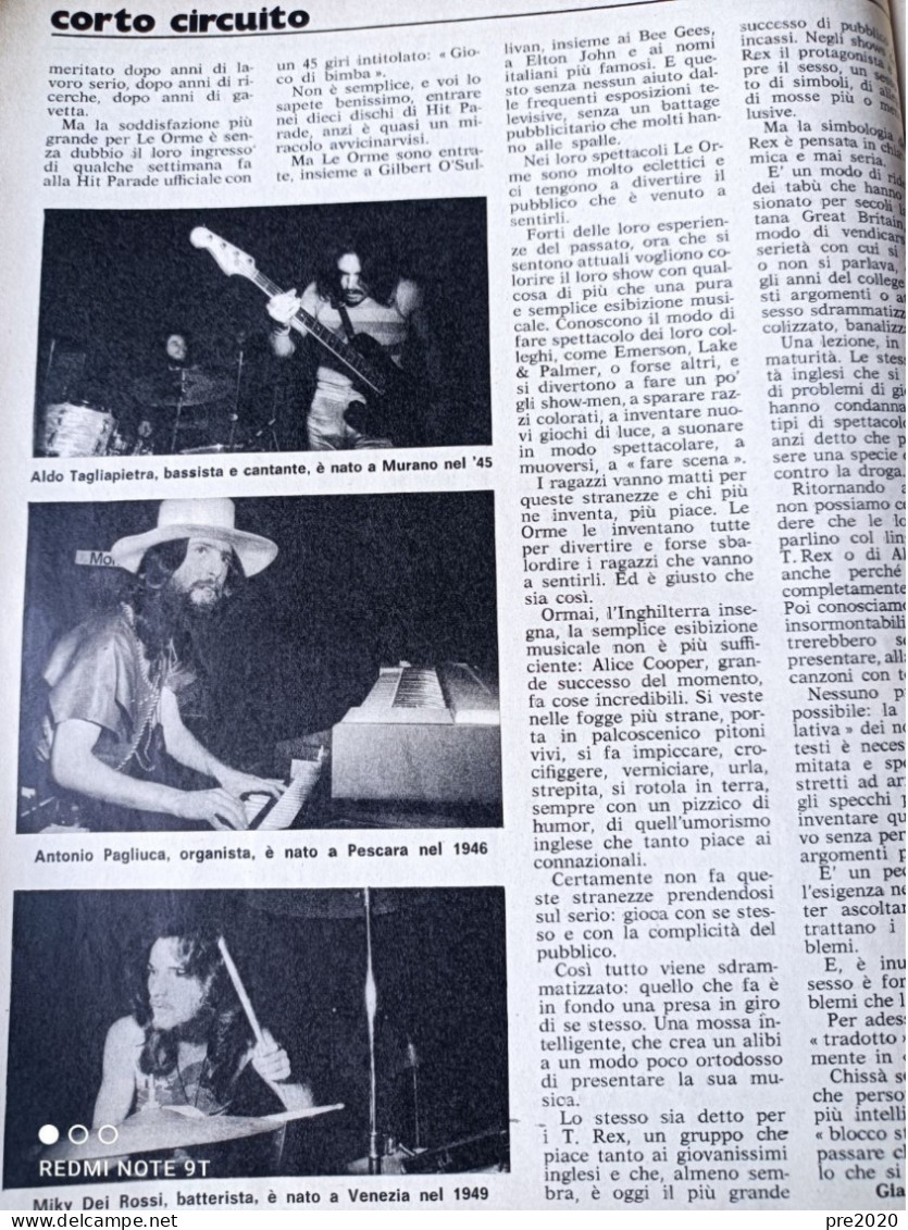 L’INTREPIDO 1972 LE ORME COMPLESSO MUSICALE - Otros & Sin Clasificación