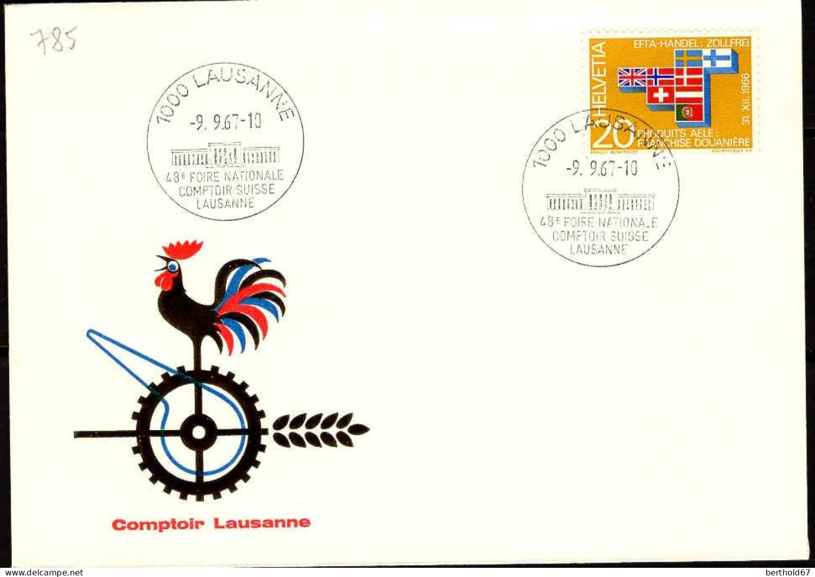 Suisse Poste Obl Yv: 785 E48.Foire Nationale Comptoir Suisse Lausanne (TB Cachet à Date) - Covers & Documents