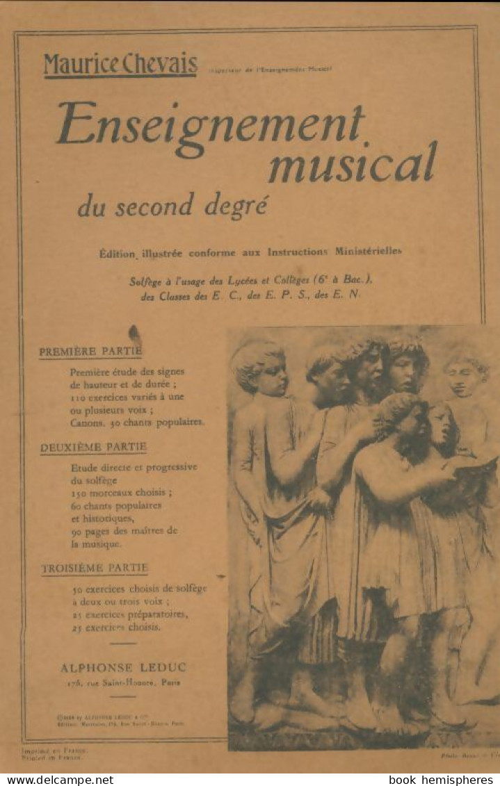 Enseignement Musical Du Second Degré (1956) De Maurice Chevais - Música