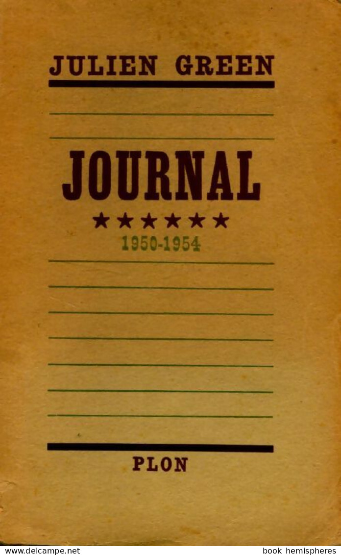 Journal Tome VI (1950-1954) (1955) De Julien Green - Other & Unclassified