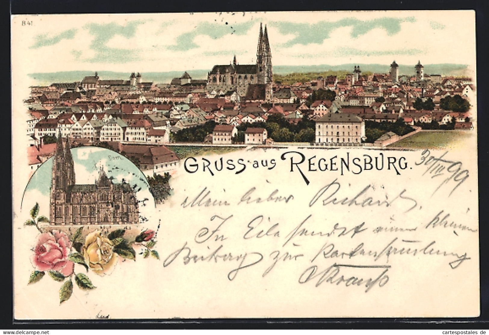 Lithographie Regensburg, Panorama Und Dom  - Regensburg