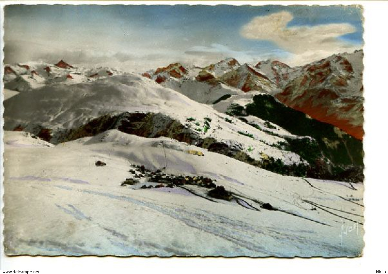 CPSM Dentelée 10.5 X 15 Isère  L'ALPE D'HUEZ  (1745m)  Le Village Vu Du Sommet Du Signal - Autres & Non Classés