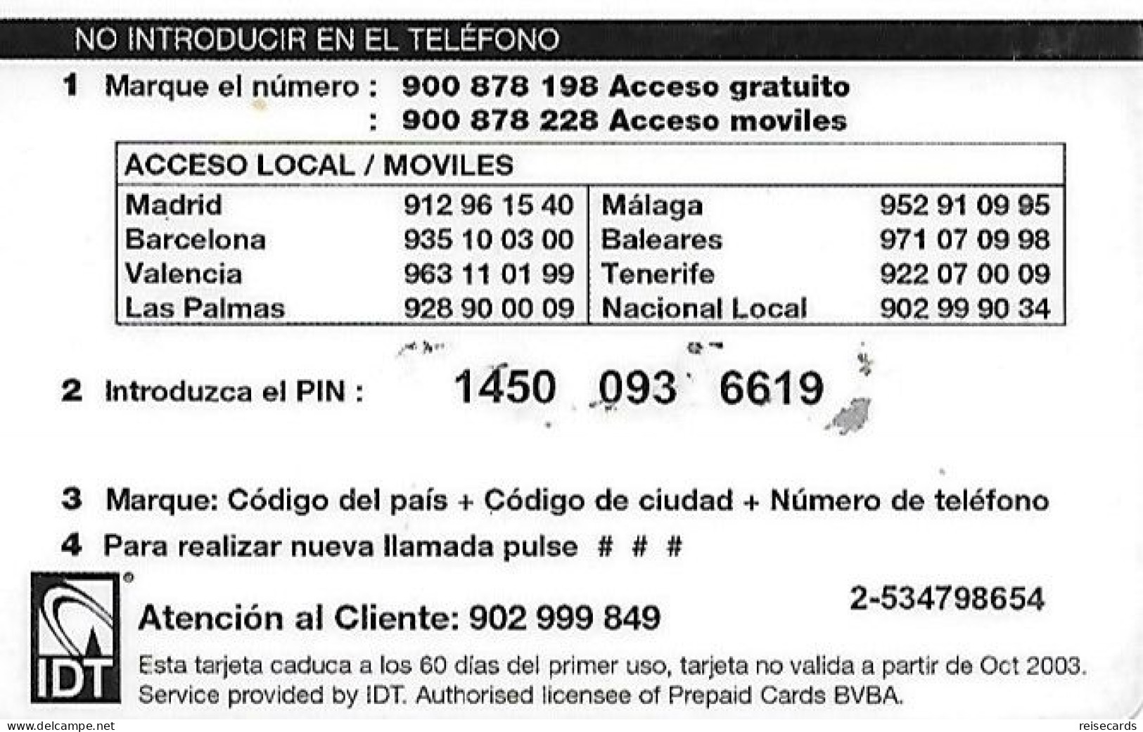 Spain: Prepaid IDT - Platicard, Universal De Envios, Flags - Altri & Non Classificati