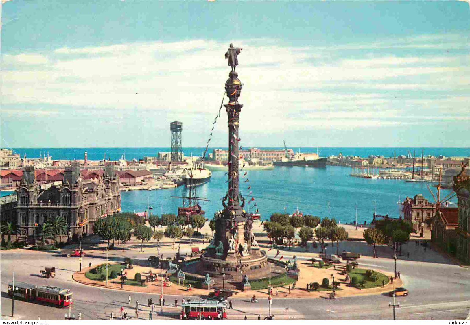 Espagne - Espana - Cataluna - Barcelona - Monumento A Cristobal Colon Y Vista Parcial Del Puerto - Monu.Tient A Christop - Barcelona