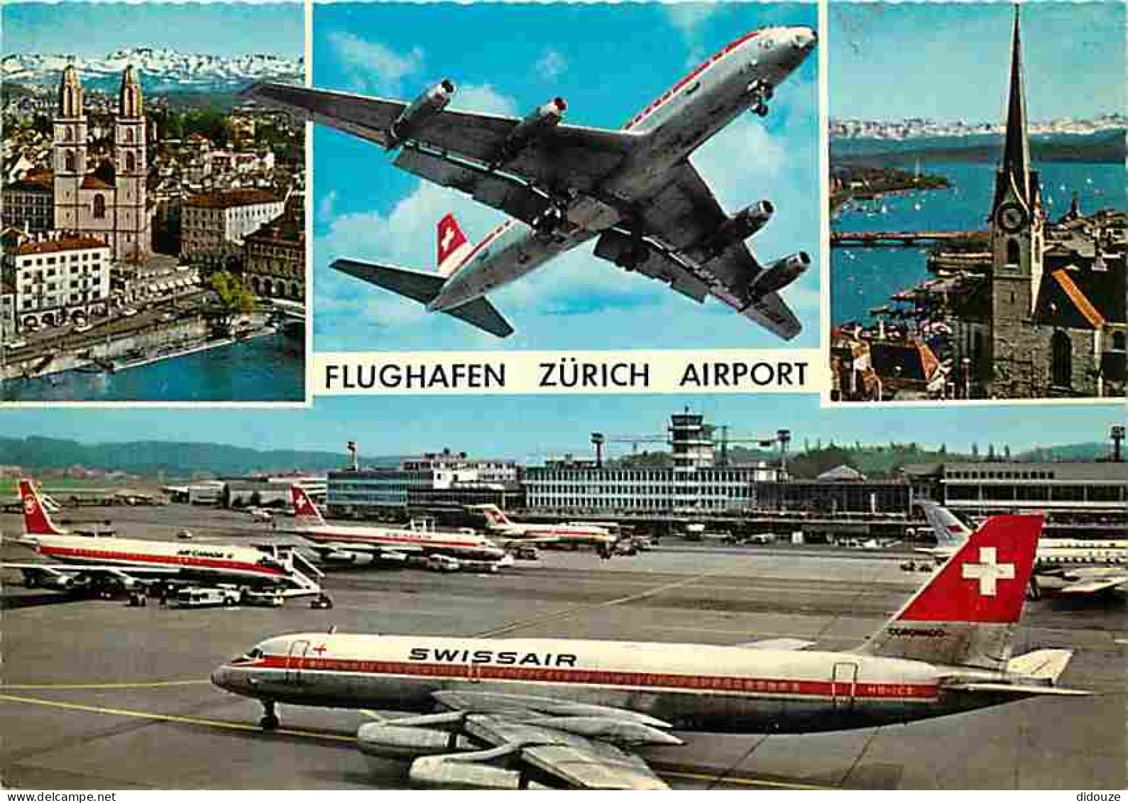 Aviation - Aéroport - Flughafen Zurich Airport - Multivues - Compagnie Swissair - Carte Neuve - CPM - Voir Scans Recto-V - Aérodromes